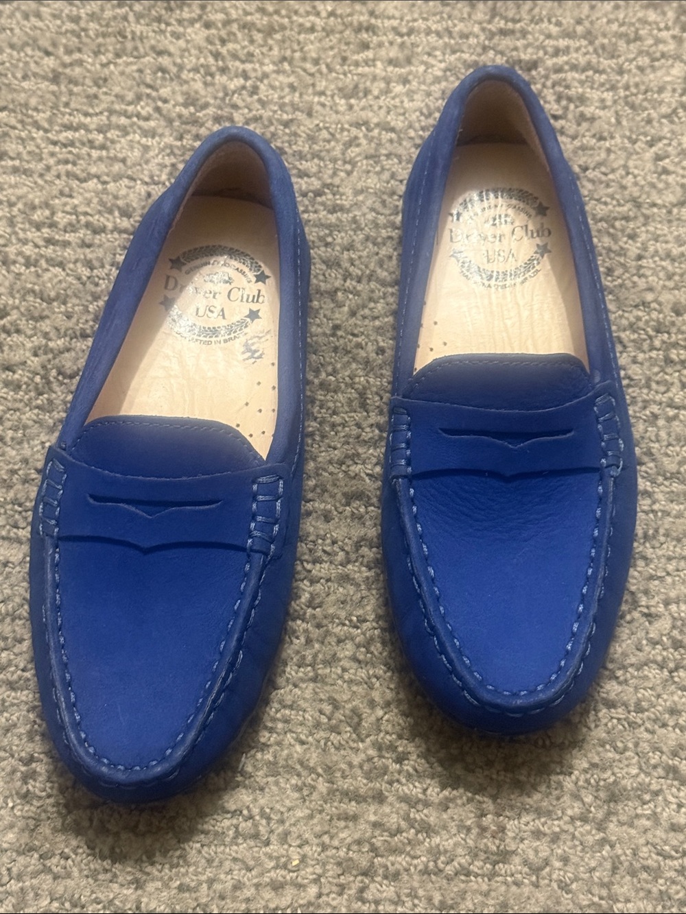 Driver Club USA Royal Blue Suede Penny Loafers - Kids Size 12.5
